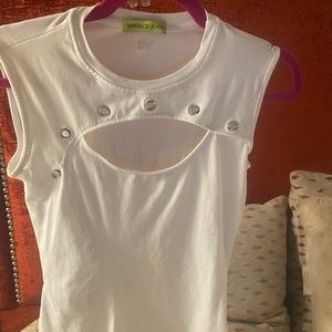 100% Authentic Versace White Cut-Out Tank/Tee